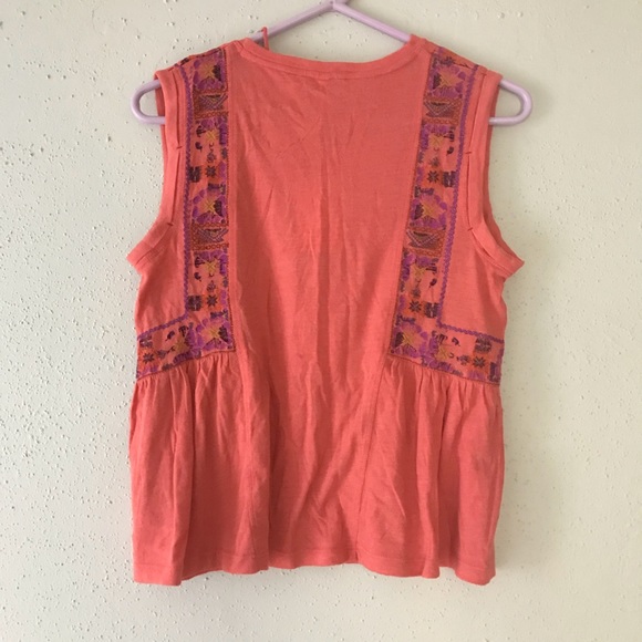 Free People Marcy Embroidered Top in Red Orange - Picture 4 of 6